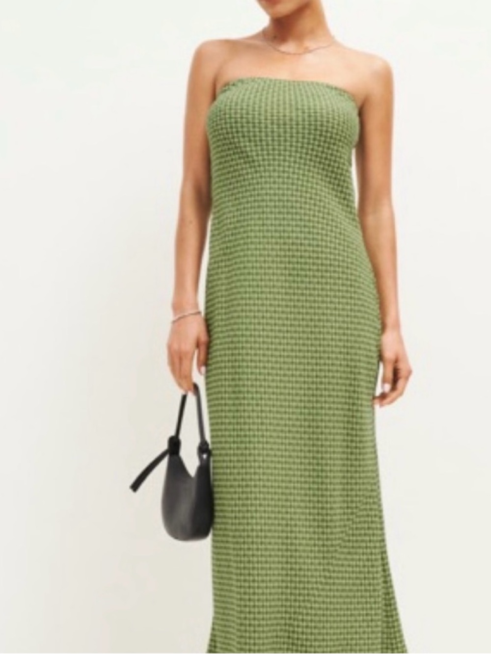 Reformation Strapless Olive Knit Maxi Dress